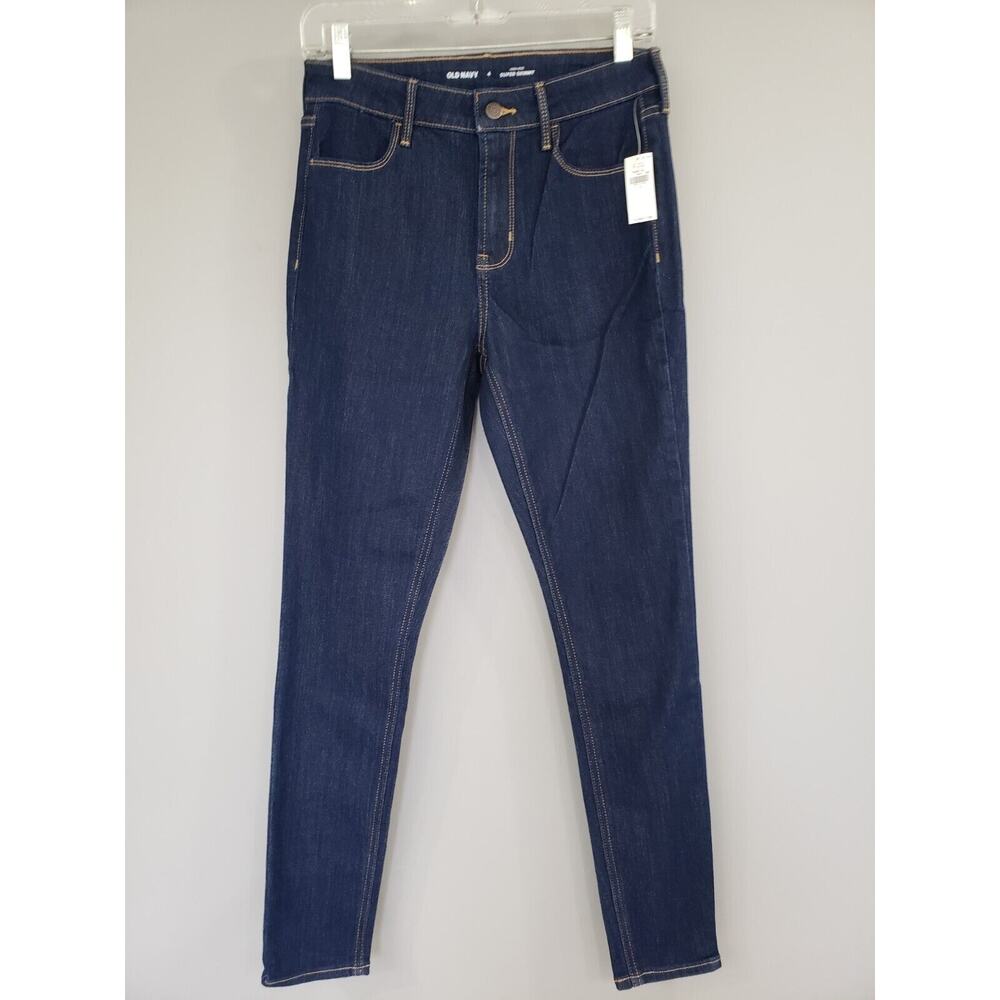 NEW Size 4 High-Waisted Wow Super-Skinny Jeans 734887 Dark Wash Stretch